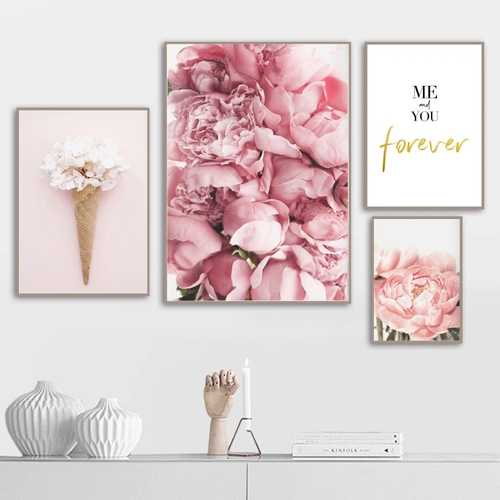 Pink Peony Flower Quote Landscape Wall