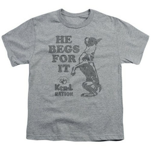 Trevco Ken L Ration-Begs Short Sleeve Youth 18-1 Tee- Heather - XL