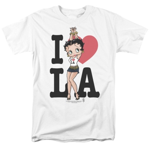 Trevco Boop-I Heart La - Short Sleeve Adult 18-1 Tee - White, Larg