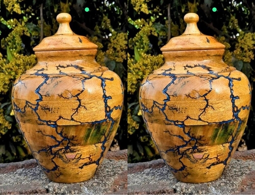 Cremation Urn Box | Wooden Urn With Epoxy Resin – Threaded Lid Funeral