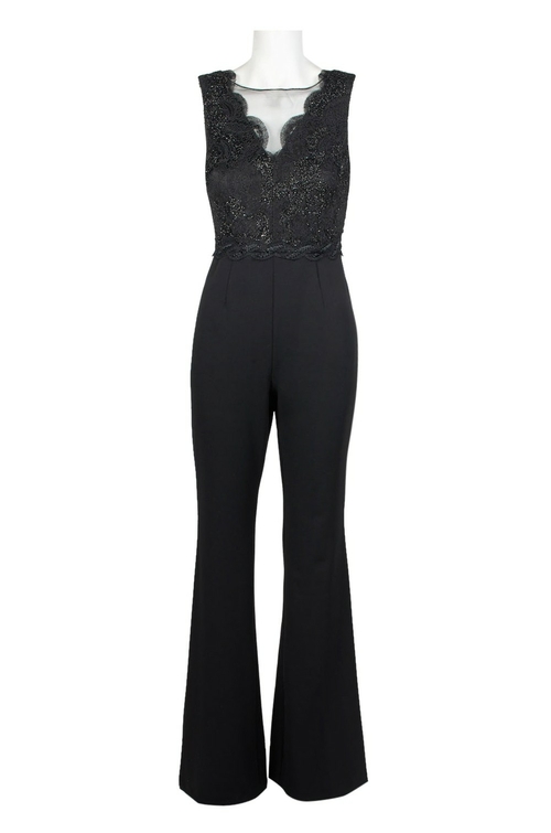 Adrianna Papell Scalloped V-Neck Sleeveless Zipper Back Embroidered