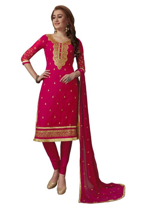 Generic Women's Georgette Salwar Material (Pink,