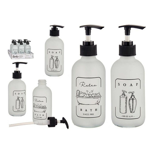 Soap Dispenser White Black Glass polypropylene (6,5 x 16 x 6,5 cm)