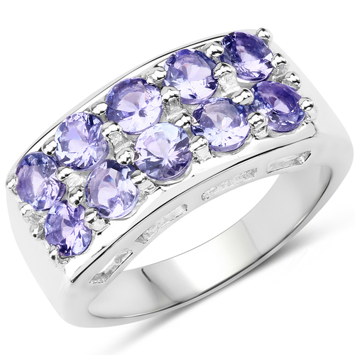 1.90 Carat Genuine Tanzanite .925 Sterling Silver Ring