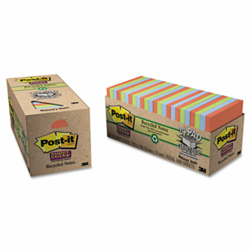 3M 65424NHCP Nature s Hues Super Sticky Notes Cabinet Pack  3 x 3  24 