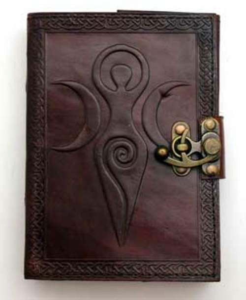 Maiden Mother Moon leather blank book w/ latch