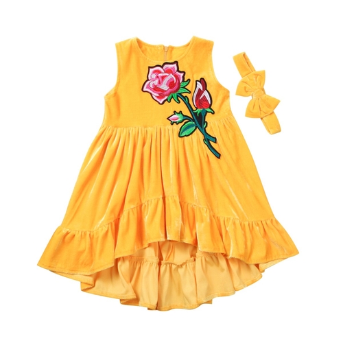 Velvet Yellow A Rose 2Pcs Toddler Baby Girl