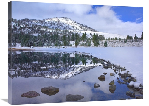 24 x 32 in. June Lake Reflecting Snow-Covered Mountains After Clearing