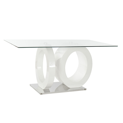 Dining Table DKD Home Decor Crystal Transparent White MDF Wood (160 x