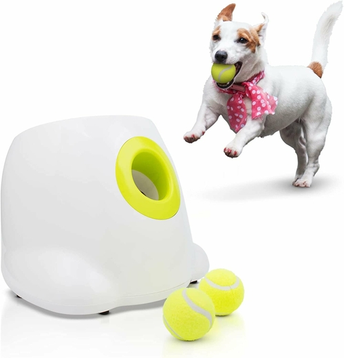 AMZ Automatic Dog Ball Launcher 10.2" x 8.3" x 10.6", White Automatic