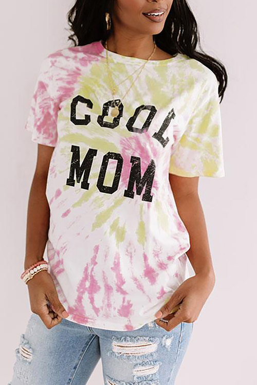 Pink COOL MOM Tie Dye Tee