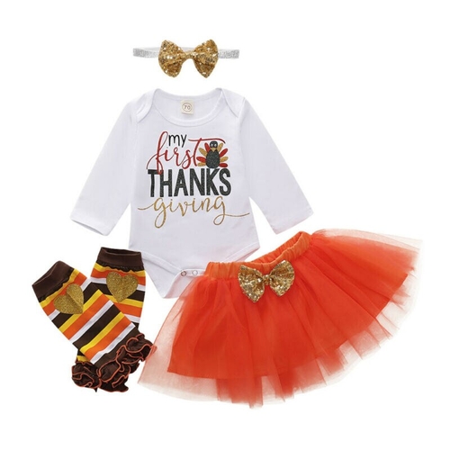 My First Thanksgiving Baby Girls Clothes Sets Long