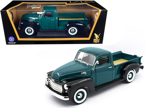 1950 GMC Pickup Truck Dark Green and Black 1/18 Diecast Model Car by