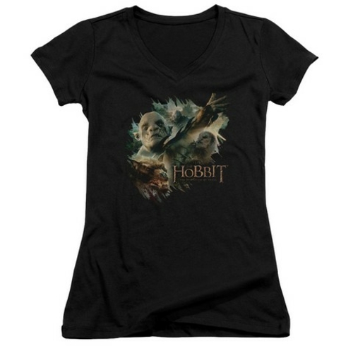 Trevco Hobbit-Baddies Junior V-Neck Tee- Black - XL