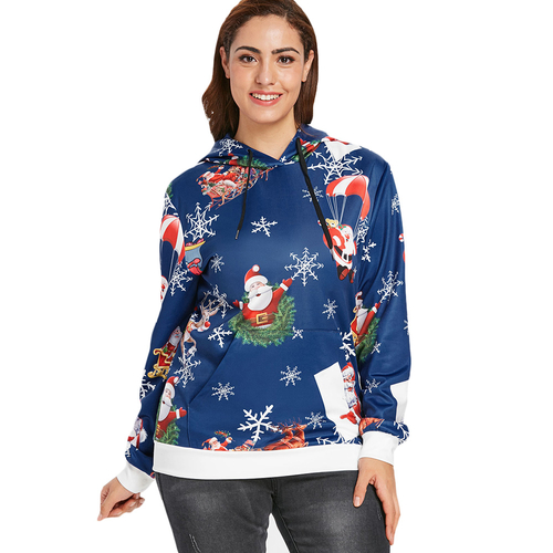  Plus Size 5XL Santa Claus Snowflake Print