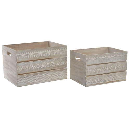 Set of decorative boxes DKD Home Decor Wood Boho (2 pcs)