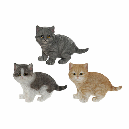 Decorative Figure DKD Home Decor Cat White Grey Orange Little Cat 20,5