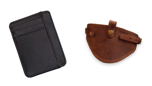 Leather Craft Card Wallet for Men's Minimalist Slim Wallet, Genuine