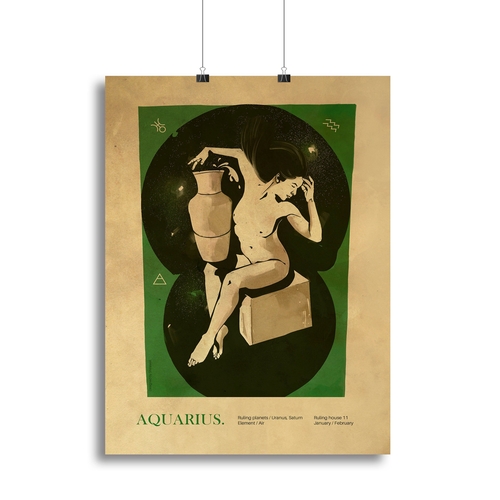 Aquarius Celestial Vision Art Canvas Print or Poster