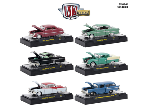 Auto Thentics 6 Piece Set Release 47 IN DISPLAY CASES 1/64 Diecast