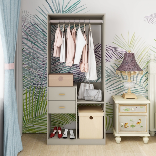 YG-303 Wooden Closet System Storage Stand-Alone Wardrobe