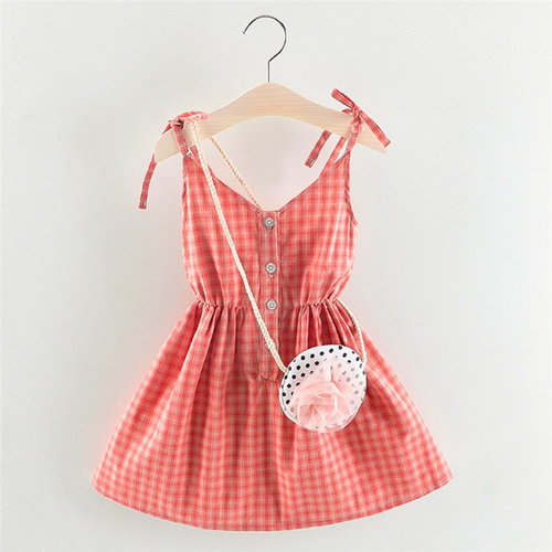 Fashion Kid Baby Girls Dress Plaid Backless