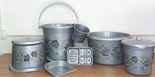 Sofiya Plastic First Standard Bathroom Set (Set of 7, Silver)