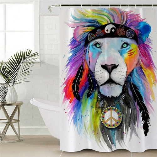 Hippie Lion Shower Curtain