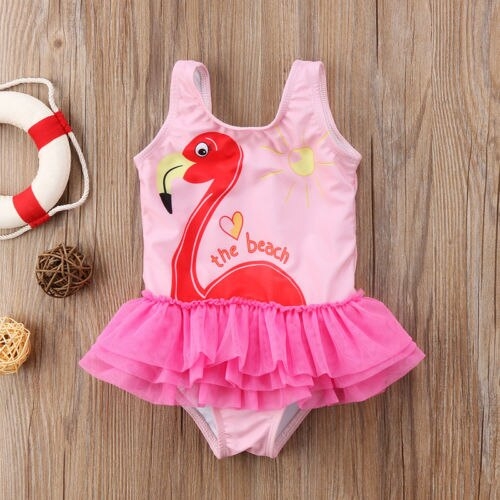 Cute Kids Baby Girls Bikini Flamingo Bodysuits