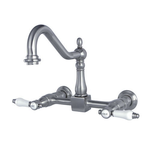 Kingston Brass KS1248BPL 8 in. Wall Mount Centerset Kitchen Faucet,