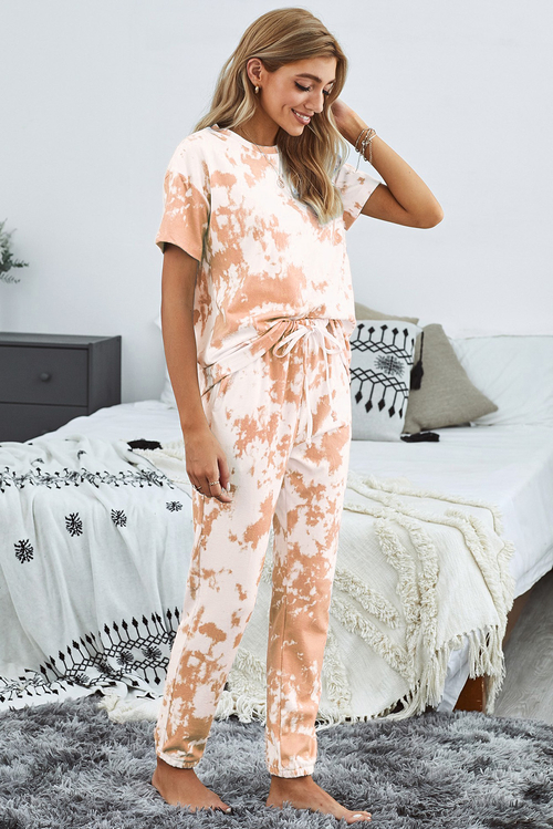 Orange Tie-dye T-shirt Pants PJ Set