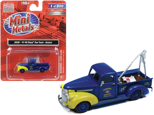 1941-1946 Chevrolet Tow Truck \Sunoco\" Blue 1/87 (HO) Scale Model Car