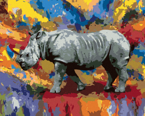 Paint by Numbers - COLOURFUL RHINOCEROS