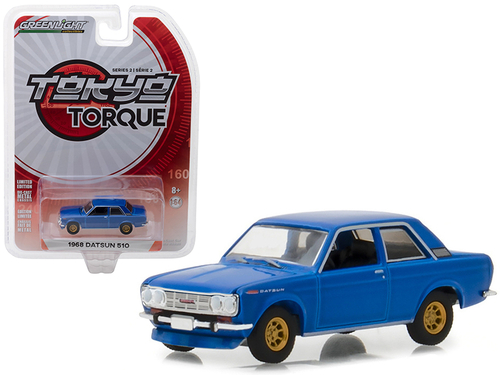 1968 Datsun 510 Street Racer Blue with Gold Wheels Tokyo Torque Series