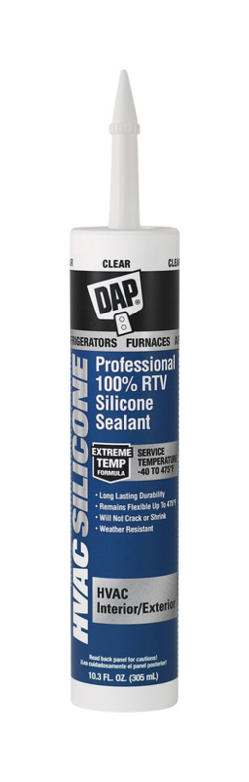 Dap 1696475 10.3 oz Hvac Silicone 100 Percent Rtv Silicone Sealant  Cl