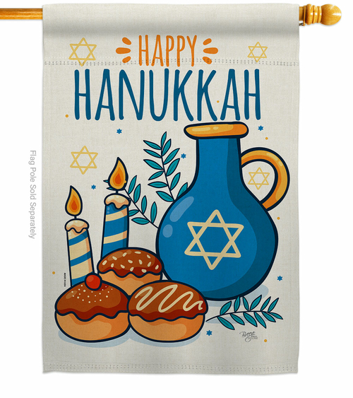 Breeze Decor H114240-BO Hanukkah Sufganiyot House Flag Winter 28 x 40 