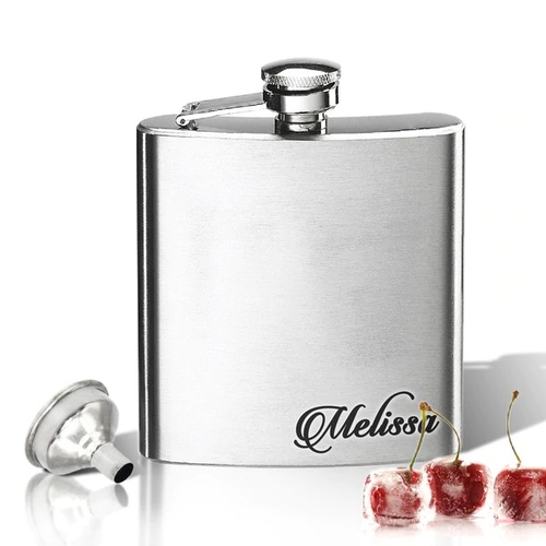 Hip Flask (8 oz) Personalized to your desire. Lower corner name fancy.