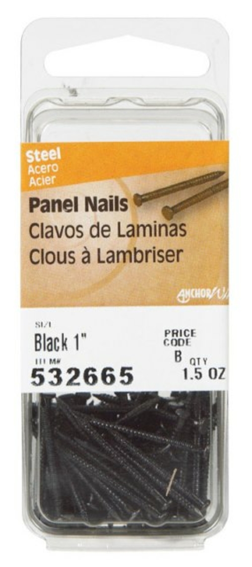 Hillman 532665 1.5 oz Panel Nails  Black - 1 in. - pack of 6