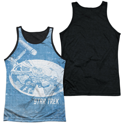 Trevco CBS1358-TKBB-5 Star Trek-Ships Blueprint - Adult Polyester Tank