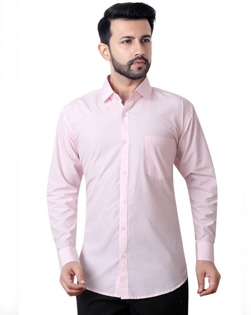 Men's Casual Party Wear Pink Shirt (Size-M)(Color-LIGHT PINK)