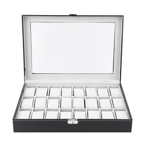 24 Grid Slots PU Leather Watch Box with 24