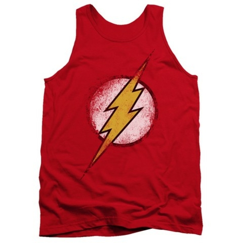 Main Trevco Jla-Destroyed Flash Logo Adult Tank Top- Red - XL image