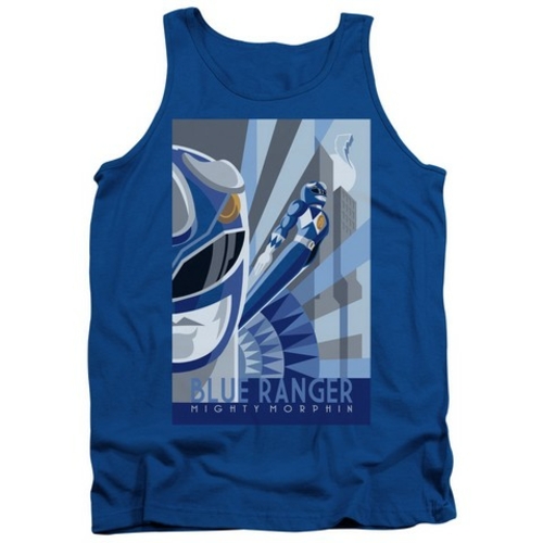 Trevco Power Rangers-Blue Ranger Deco Adult Tank Top, Royal Blue -