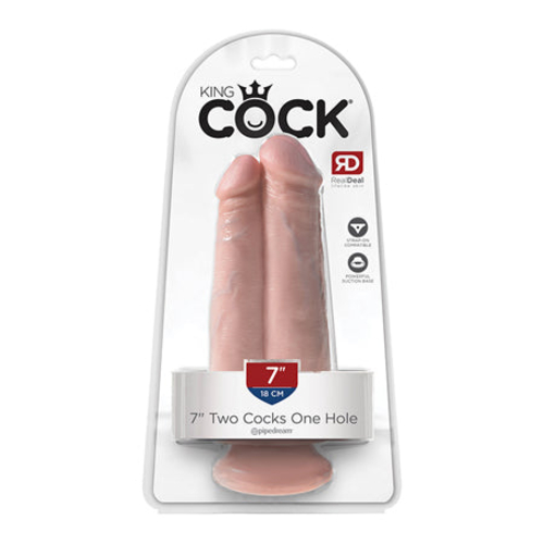 Pipedream King Cock 7 in. Two Cocks One Hole Dual Dildo With Suction