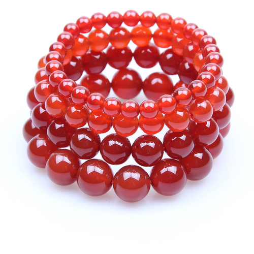 Real Red Carnelian Coral Natural Stone Beads Elastic Beaded Bracelet