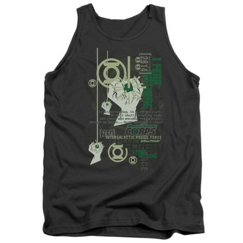 Trevco Green Lantern-Core Strength Adult Tank Top, Charcoal - Smal