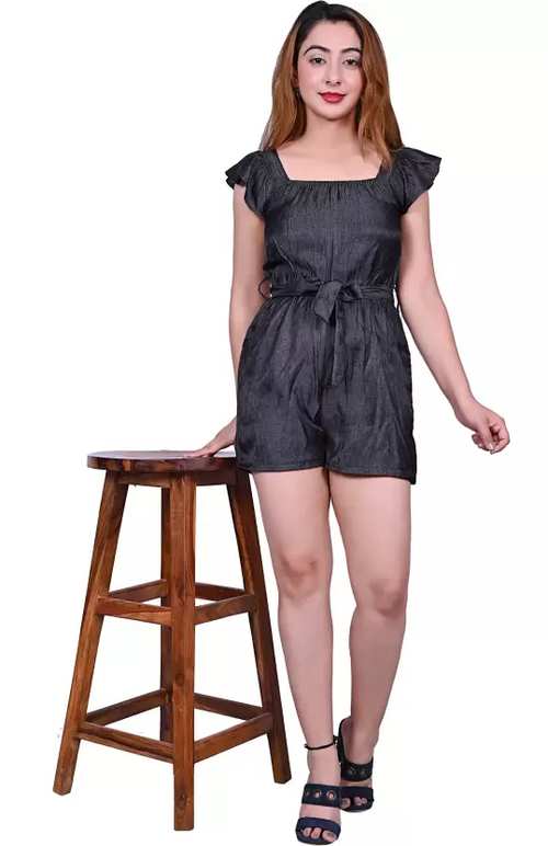 Women Solid Jumpsuit (Color Black) (Size L)