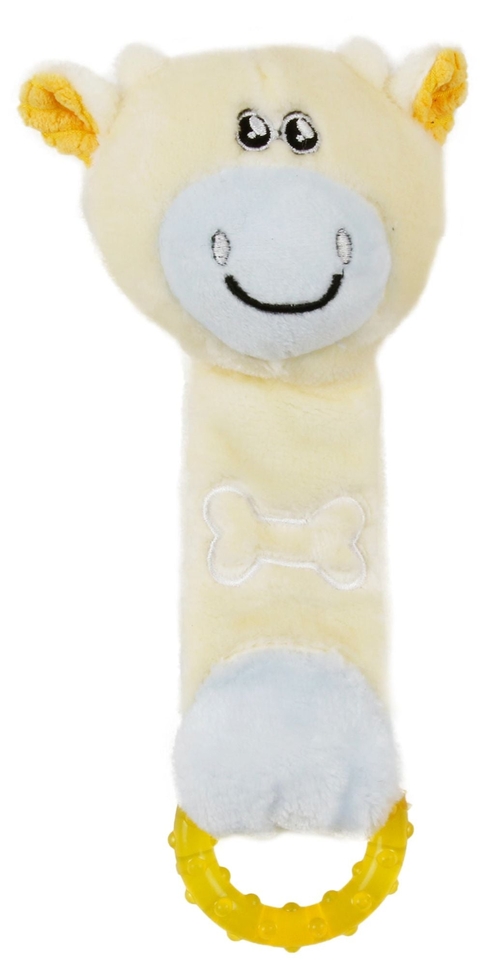 Pet Life Moo-Born' Plush Squeaky and Crinkle Newborn Rubber Teething