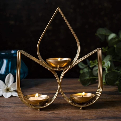 Beautiful Tree Shape Wall Hanging Golden Tealight Candle Holder -