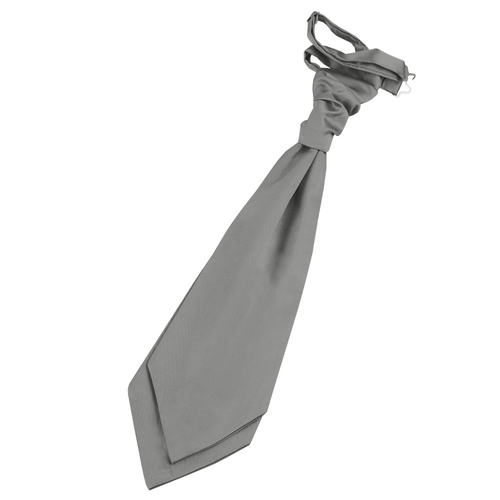 Plain Satin Pre-Tied Ruche Cravat - Platinum